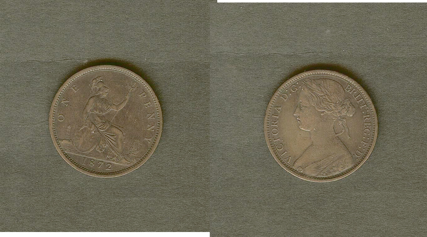 English penny 1872 gVF/EF